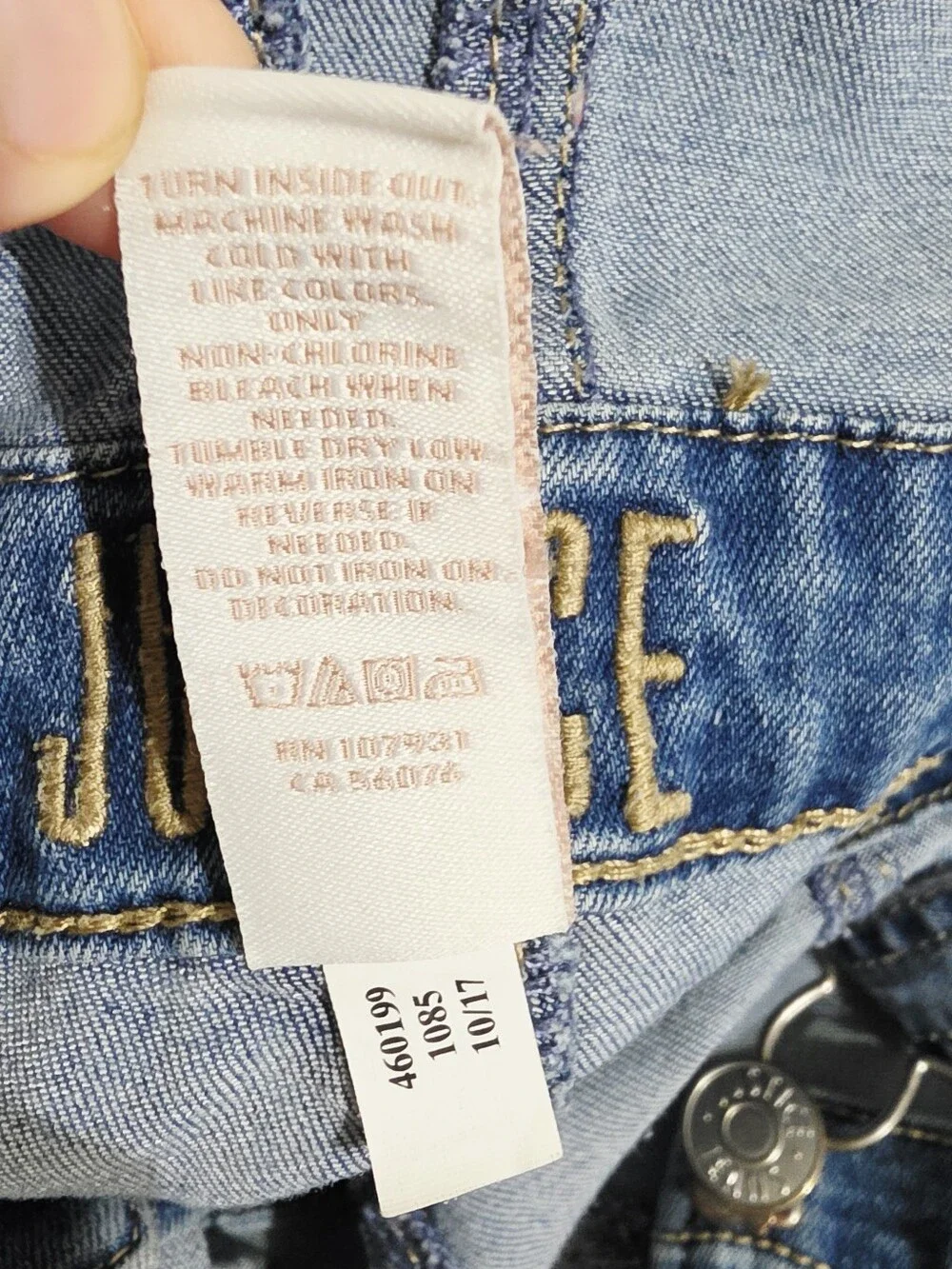 Justice Girls Size 8 Denim Overalls Lace Distressed Skinny Jeans Adjustable